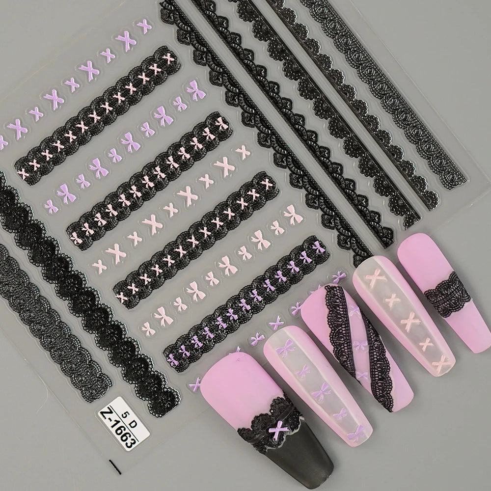 Nail Sticker – Schleifen & Spitzen-Look