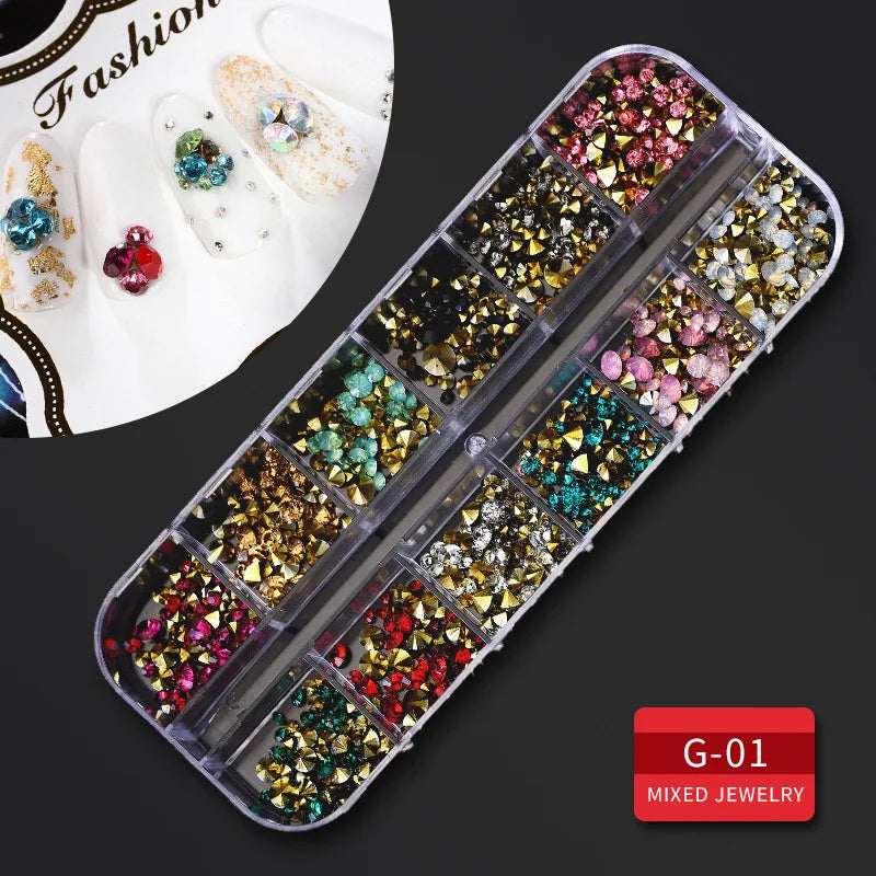 Nail Rhinestone Box – Bunte Kristalle