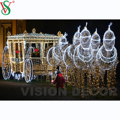 LED Pferdekutsche – Outdoor Weihnachts-Skulptur