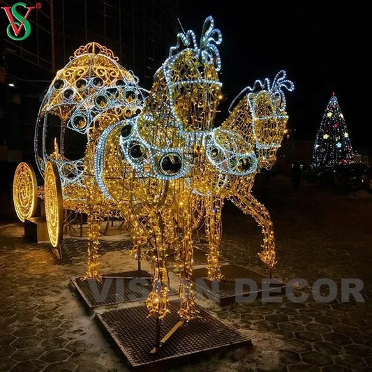 Outdoor Licht-Kutsche – Weihnachts-Skulptur